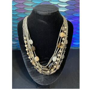 J.Jill Multi Strand Necklace Gold Tone w/Mulicolored Stones